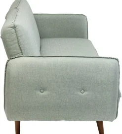 Sofa Rozkładana Z Podłokietnikami 222x86 Cm Jasnozielona Na Brązowych Nóżkach