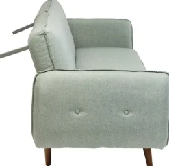 Sofa Rozkładana Z Podłokietnikami 222x86 Cm Jasnozielona Na Brązowych Nóżkach