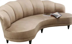 Sofa Welurowa 3-osobowa 233 Cm Beżowa