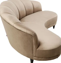 Sofa Welurowa 3-osobowa 233 Cm Beżowa