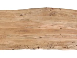Stół 6-8 Osobowy Do Loftu Naturalny Drewniany Blat Akacja Czarne Metalowe Nogi 160x80 Cm