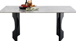 Stół Do Jadalni Blat Ceramiczny Odcienie Szarości Nogi Czarne Stalowe 180x90 Cm