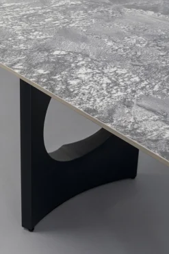 Stół Do Jadalni Blat Ceramiczny Odcienie Szarości Nogi Czarne Stalowe 180x90 Cm