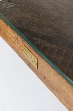 Stół Do Jadalni Blat Drewno I Szkło Nogi Złote 180x90 Cm
