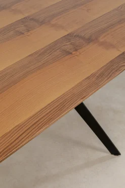Stół Do Jadalni Blat Fornirowany Orzech Nogi Czarne Stalowe 200x90 Cm