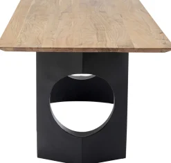 Stół Do Jadalni Blat Z Drewna Akacjowego Nogi Czarna Stal 180x90 Cm
