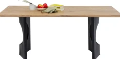 Stół Do Jadalni Blat Z Drewna Akacjowego Nogi Czarna Stal 180x90 Cm