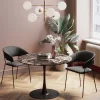 Stół Do Jadalni Czarny Blat MDF Imitacja Marmuru Ø110 Cm