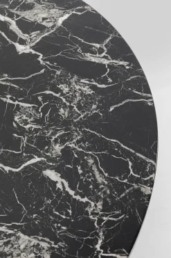 Stół Do Jadalni Czarny Blat MDF Imitacja Marmuru Ø110 Cm