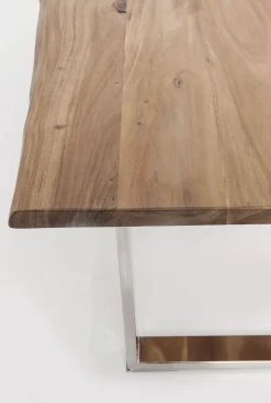 Stół Do Loftu 6-8 Osobowy Blat Z Drewna Akacjowego Nogi Czarne Stalowe 180x90 Cm