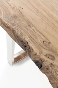 Stół Do Loftu 6-8 Osobowy Blat Z Drewna Akacjowego Nogi Czarne Stalowe 180x90 Cm