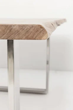 Stół Do Loftu 6-8 Osobowy Blat Z Drewna Akacjowego Nogi Czarne Stalowe 180x90 Cm