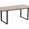Stół Do Loftu 6-8 Osobowy Ciemnobrązowy Drewniany Blat Akacja Czarne Metalowe Nogi 200x100 Cm