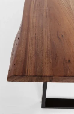 Stół Do Loftu 6-8 Osobowy Ciemnobrązowy Drewniany Blat Akacja Czarne Metalowe Nogi 200x100 Cm