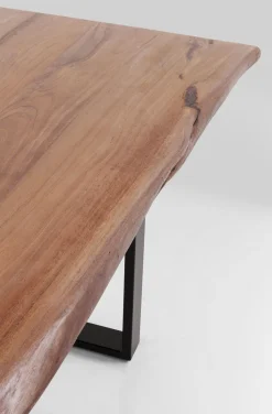 Stół Do Loftu 6-8 Osobowy Ciemnobrązowy Drewniany Blat Akacja Czarne Metalowe Nogi 200x100 Cm