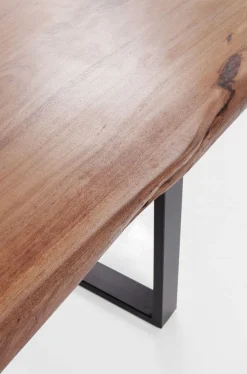Stół Do Loftu 6-8 Osobowy Ciemnobrązowy Drewniany Blat Akacja Czarne Metalowe Nogi 200x100 Cm
