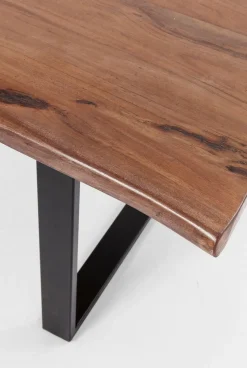 Stół Do Loftu 6-8 Osobowy Ciemnobrązowy Drewniany Blat Akacja Czarne Metalowe Nogi 200x100 Cm
