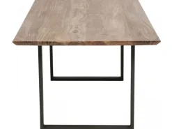 Stół Industrialny Do Jadani Z Drewnianym Blatem I Metalowymi Szarymi Nogami 200x100 Cm