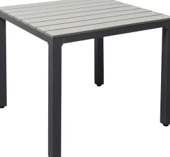 Stół Ogrodowy Blat Kwadratowy Szary Polywood Nogi Z Aluminium 80x80 Cm