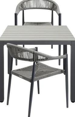 Stół Ogrodowy Blat Kwadratowy Szary Polywood Nogi Z Aluminium 80x80 Cm