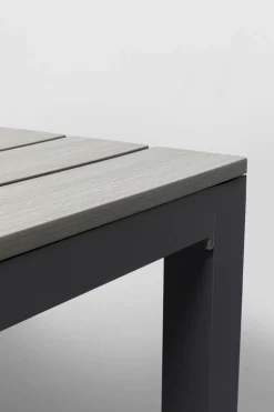 Stół Ogrodowy Blat Kwadratowy Szary Polywood Nogi Z Aluminium 80x80 Cm