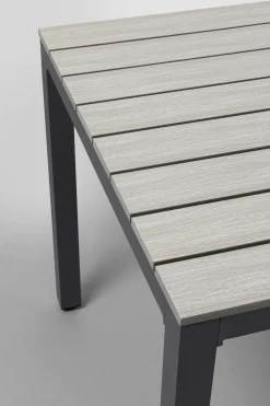 Stół Ogrodowy Blat Kwadratowy Szary Polywood Nogi Z Aluminium 80x80 Cm