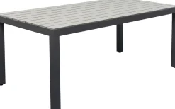 Stół Ogrodowy Blat Prostokątny Szary Polywood Nogi Z Aluminium Czarne 180x90 Cm