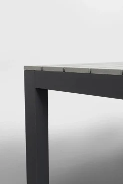 Stół Ogrodowy Blat Prostokątny Szary Polywood Nogi Z Aluminium Czarne 180x90 Cm