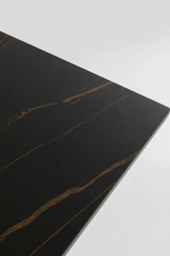 Stół Ogrodowy Czarny Blat Ceramika Nogi Aluminium 180x90 Cm
