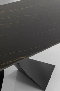 Stół Ogrodowy Czarny Blat Ceramika Nogi Aluminium 180x90 Cm
