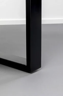 Stół Prostokątny Blat Kamionkowy Nogi Czarne Stalowe 160x80 Cm