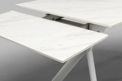 Stół Rozkładany Biały Blat Ceramiczny Nogi Stalowe 140-200x80 Cm
