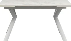 Stół Rozkładany Biały Blat Ceramiczny Nogi Stalowe 140-200x80 Cm