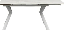 Stół Rozkładany Biały Blat Ceramiczny Nogi Stalowe 140-200x80 Cm
