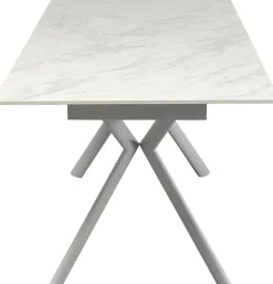 Stół Rozkładany Biały Blat Ceramiczny Nogi Stalowe 140-200x80 Cm