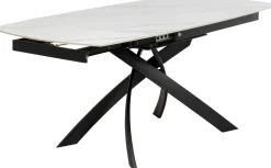 Stół Rozkładany Blat Ceramiczny Biały Podstawa Stal Czarna 120-180x90 Cm