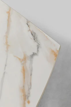 Stół Rozkładany Blat Ceramiczny Biały Podstawa Stal Czarna 120-180x90 Cm