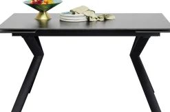 Stół Rozkładany Blat Czarny Kamionkowy Nogi Stalowe 140-200x80 Cm