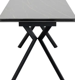 Stół Rozkładany Blat Czarny Kamionkowy Nogi Stalowe 140-200x80 Cm