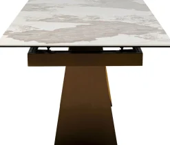 Stół Rozkładany Blat Szkło I Kamionka Nogi Stal Nierdzewna 200-260x100 Cm