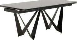 Stół Rozkładany Czarny Blat Ceramika Nogi Stalowe 180-260x90 Cm