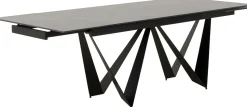 Stół Rozkładany Czarny Blat Ceramika Nogi Stalowe 180-260x90 Cm
