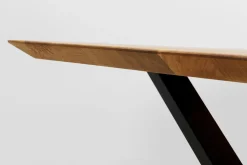 Stół Z Dębowym Blatem FSC Nogi Czarne Krzyżowe 180x90 Cm