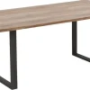 Stół Z Drewnianym Naturalnym Blatem I Czarnymi Metalowymi Nogami 180x90 Cm