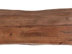 Stół Z Drewnianym Naturalnym Blatem I Szarymi Metalowymi Nogami 160x80 Cm
