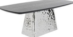 Stół Z Fornirowanym Czarnym Blatem I Srebrną Podstawą 220x110 Cm