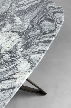 Stół Z Granitowym Blatem I Czarnymi Stalowymi Nogami 180x90 Cm
