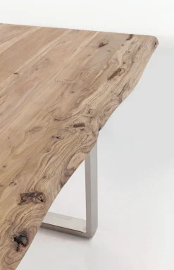 Stół Z Naturalnym Drewnianym Blatem I Czarnymi Metalowymi Nogami 160x80 Cm