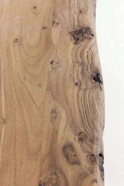 Stół Z Naturalnym Drewnianym Blatem Z Drewna Akacji I Srebrnymi Metalowymi Nogami 160x80 Cm