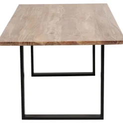 Stół Z Naturalnym Drewnianym Blatem Z Drewna Akacji I Czarnymi Metalowymi Nogami 200x100 Cm